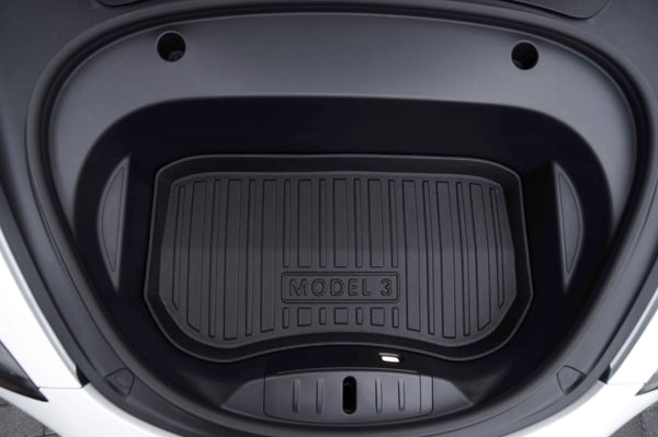 Tesla Model 3 small frunk måtte - beskyttelsesmåtte til alle slags vejr - stribe design - M3 2021 / 2022 / 2023