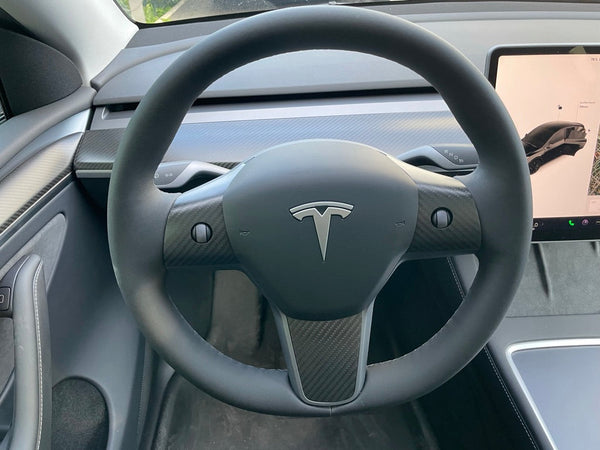 Tesla Model 3 og Y - Real Carbon Rat Cover - 3-delt sæt